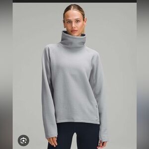 NWT Lululemon Waffle-Knit Funnel-Neck Long-Sleeve Shirt Rhino Grey